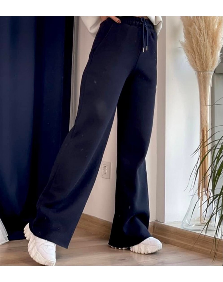 Pantalon large en coton molletonné gratté