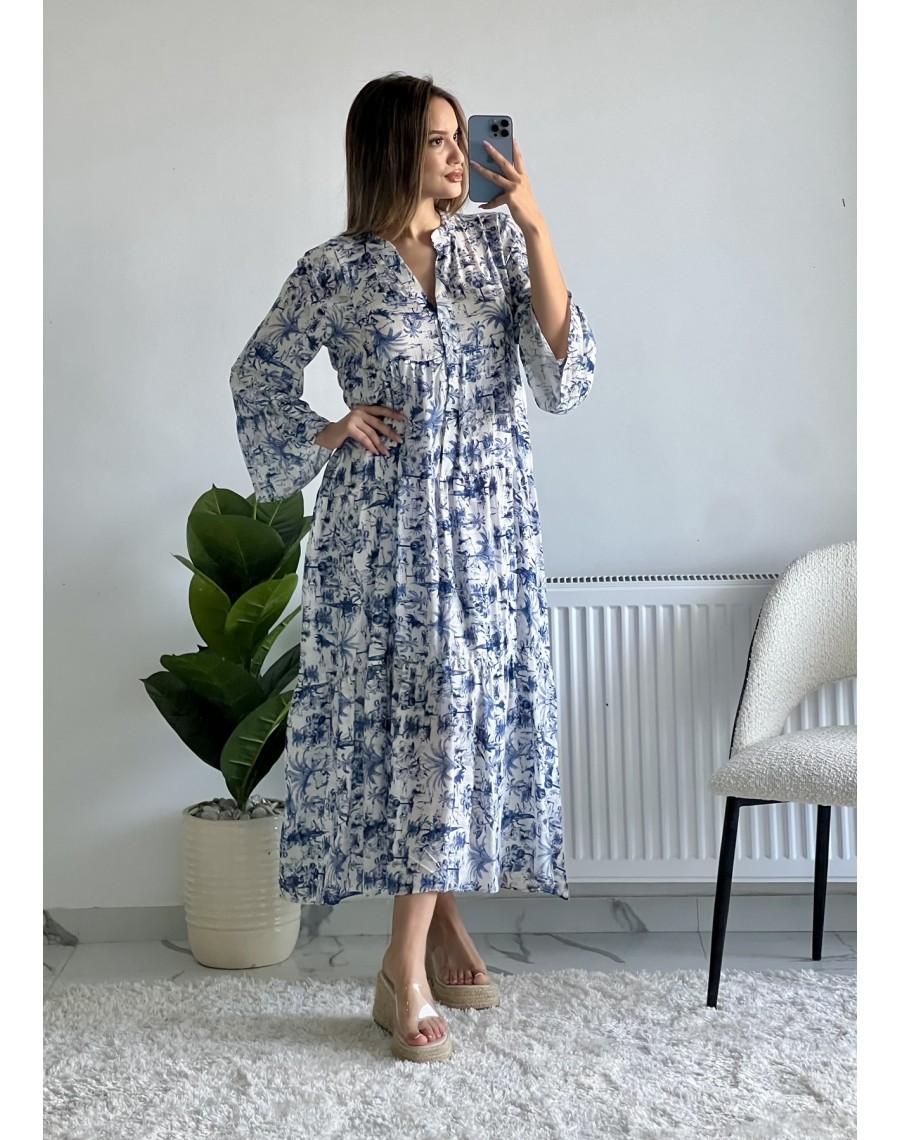 Robe gitane imprimée bleu