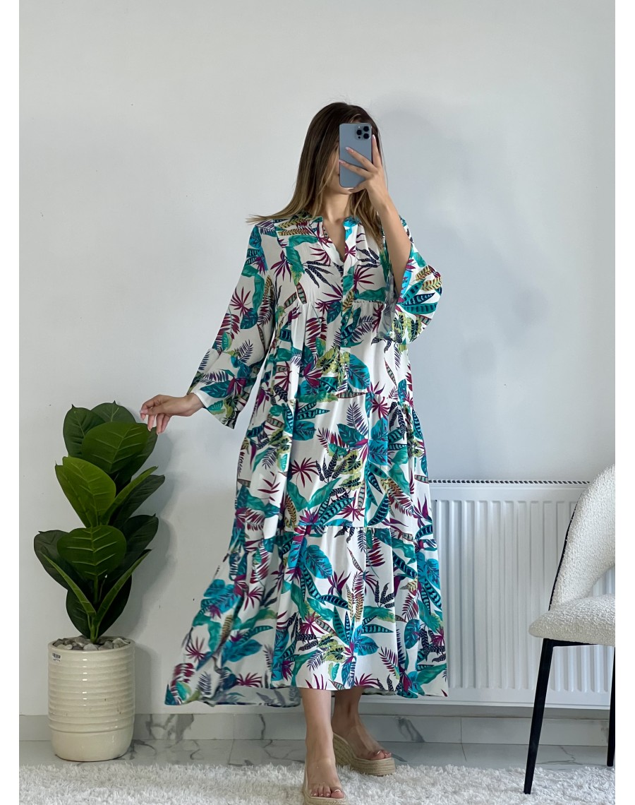 Robe gitane imprimé feuille