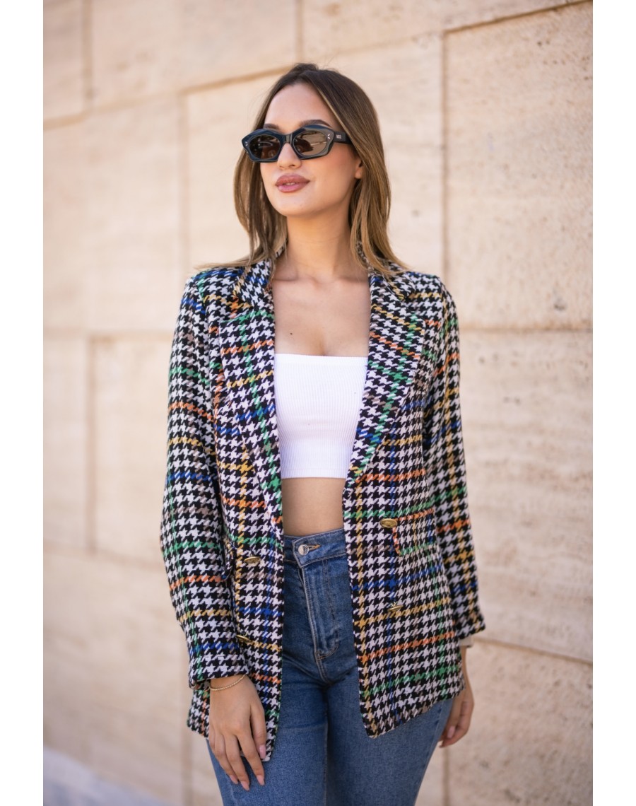 Blazer en Tweed imprimé pied de poule