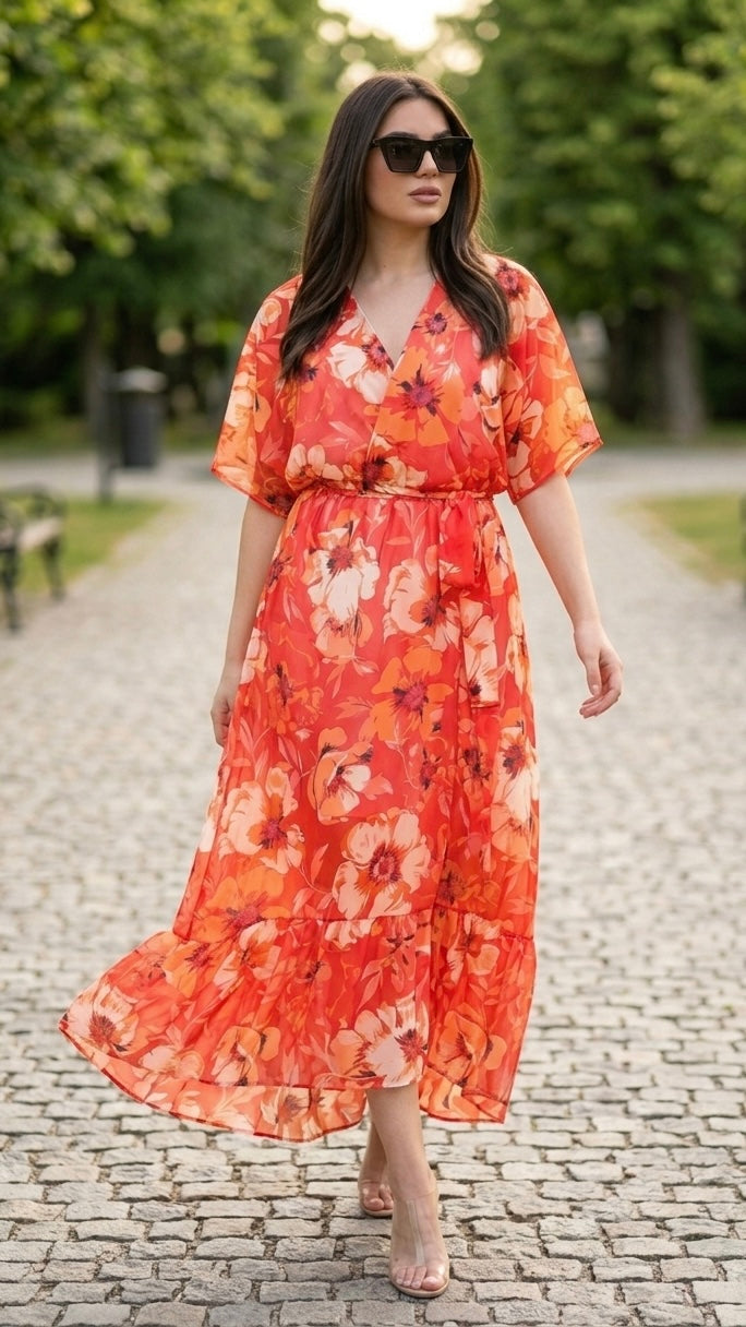 Robe croisée Fleurie