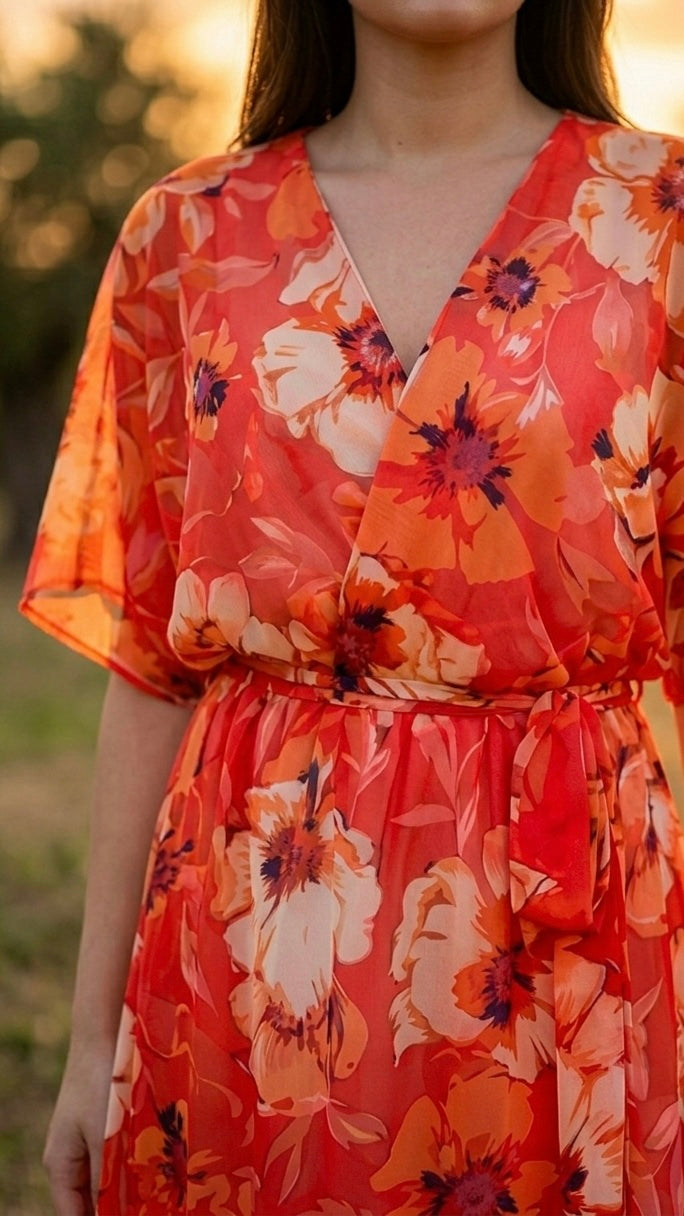 Robe croisée Fleurie