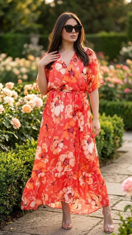 Robe croisée Fleurie