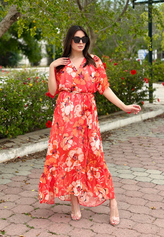 Robe croisée Fleurie
