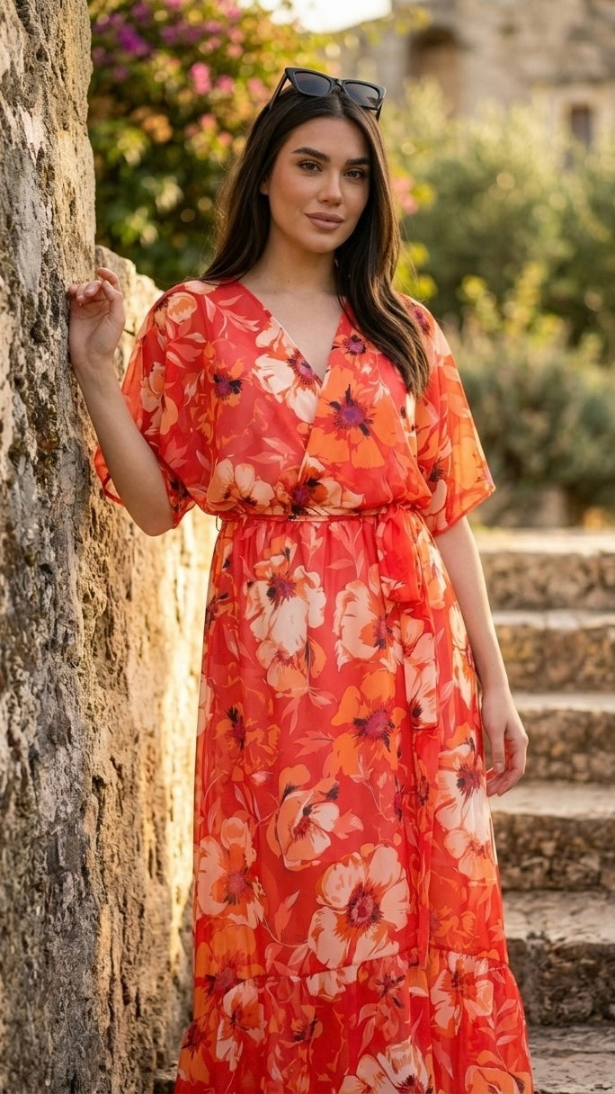 Robe croisée Fleurie